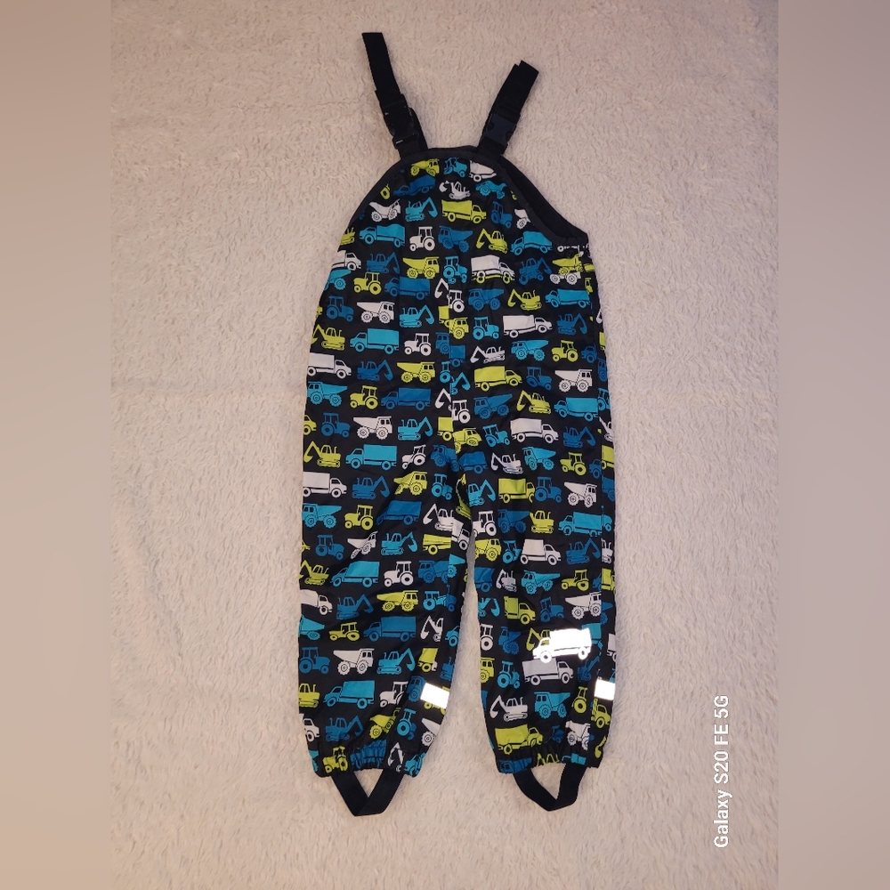Toddler Clothes * Multicolor Rain Overalls * Size 3T * Construction Print *